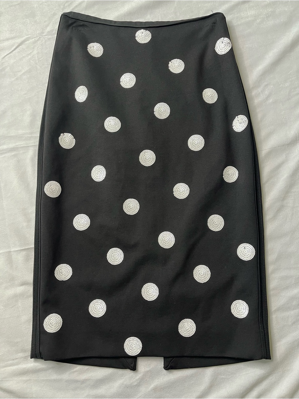 White House Black Market Sequined Polka Dot Pencil Midi Skirt Size 4
